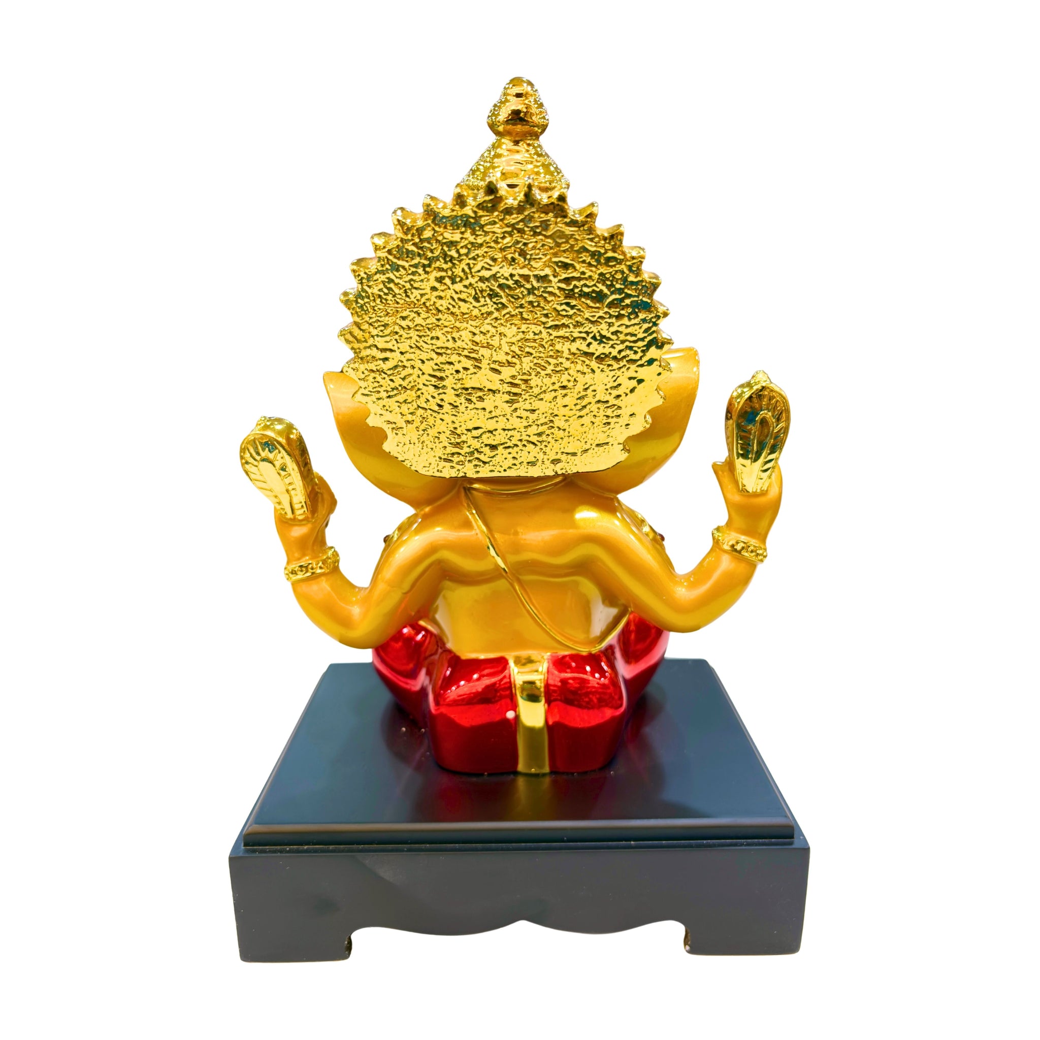 Back Side view of premium golden Lord Ganesha statue made of resin – perfect for pooja room and home decoration.