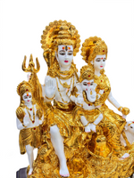 Golden Polystone Shiv Parivar Idol – Lord Shiva Family Statue for Home Mandir & Spiritual Gift