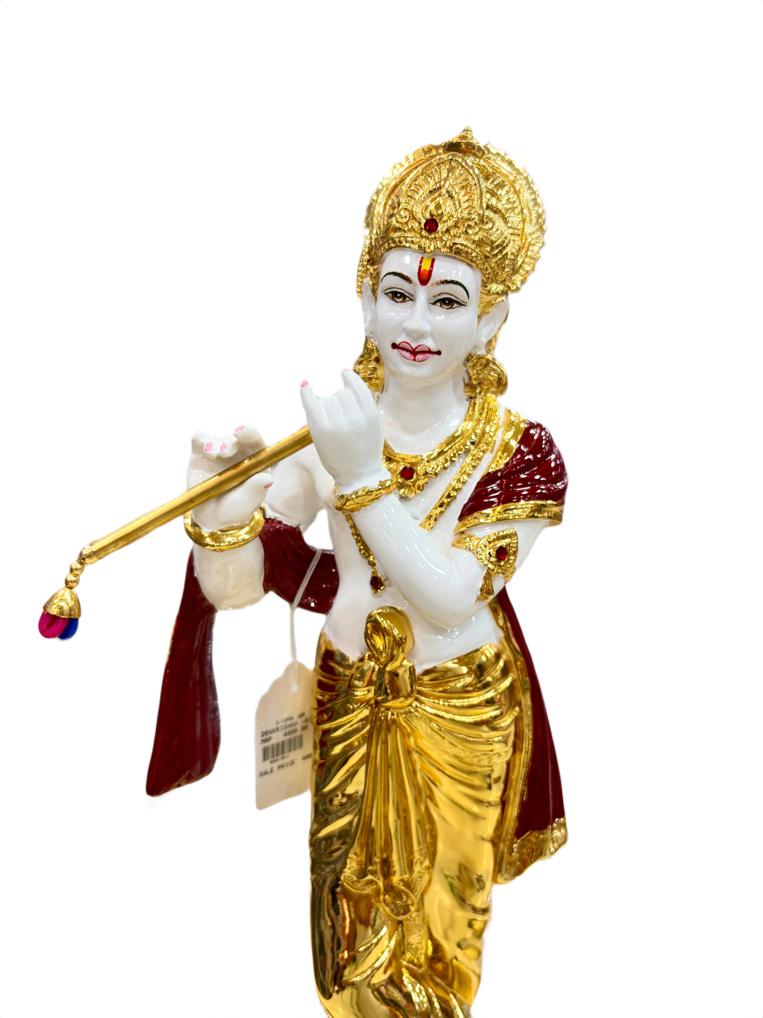 Golden Lord Krishna Showpiece with Flute – Figurine for Housewarming, Wedding & Festive Gifts