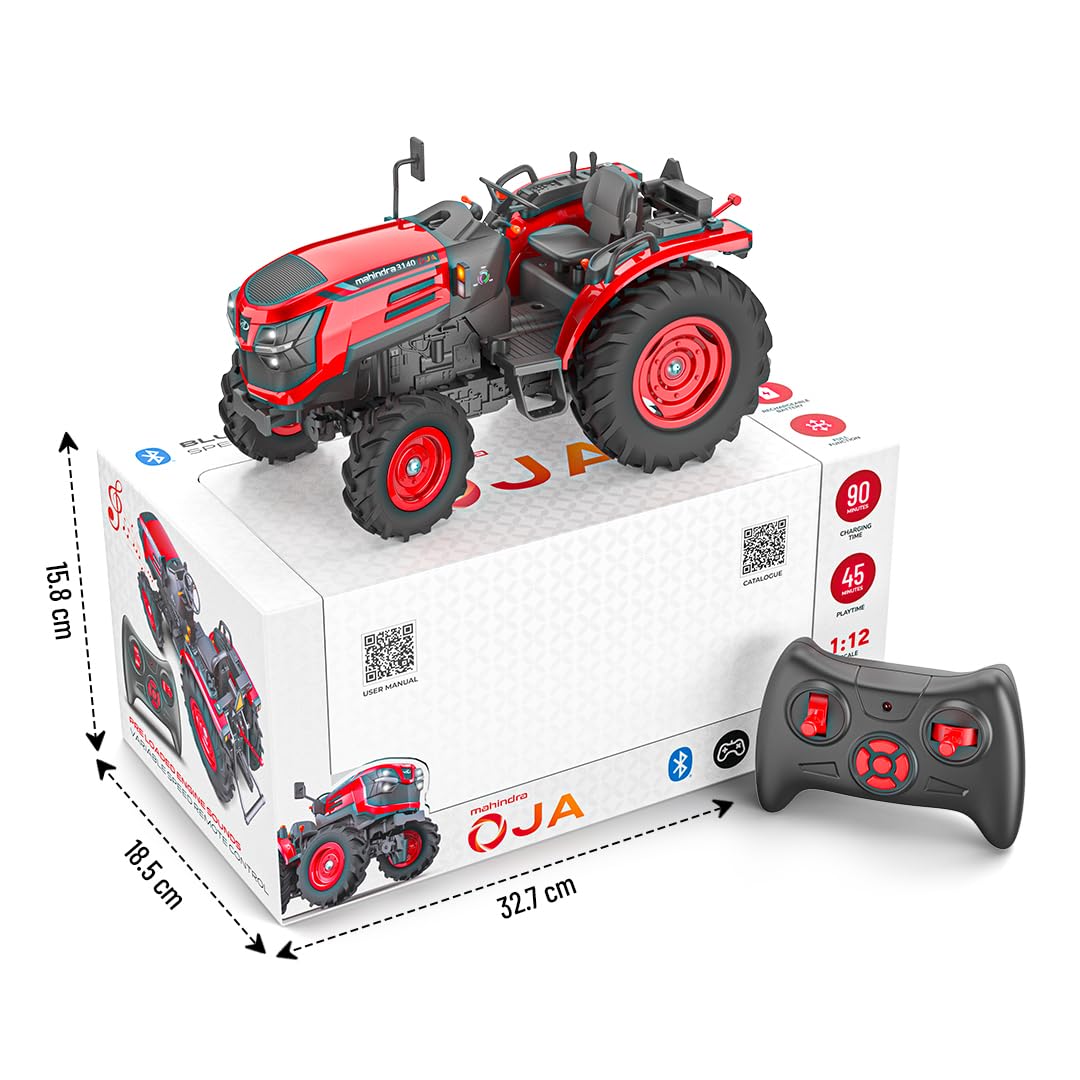 
Alt Text: Mahindra OJA Remote Control Tractor Toy with Durable Wheels for Outdoor Play