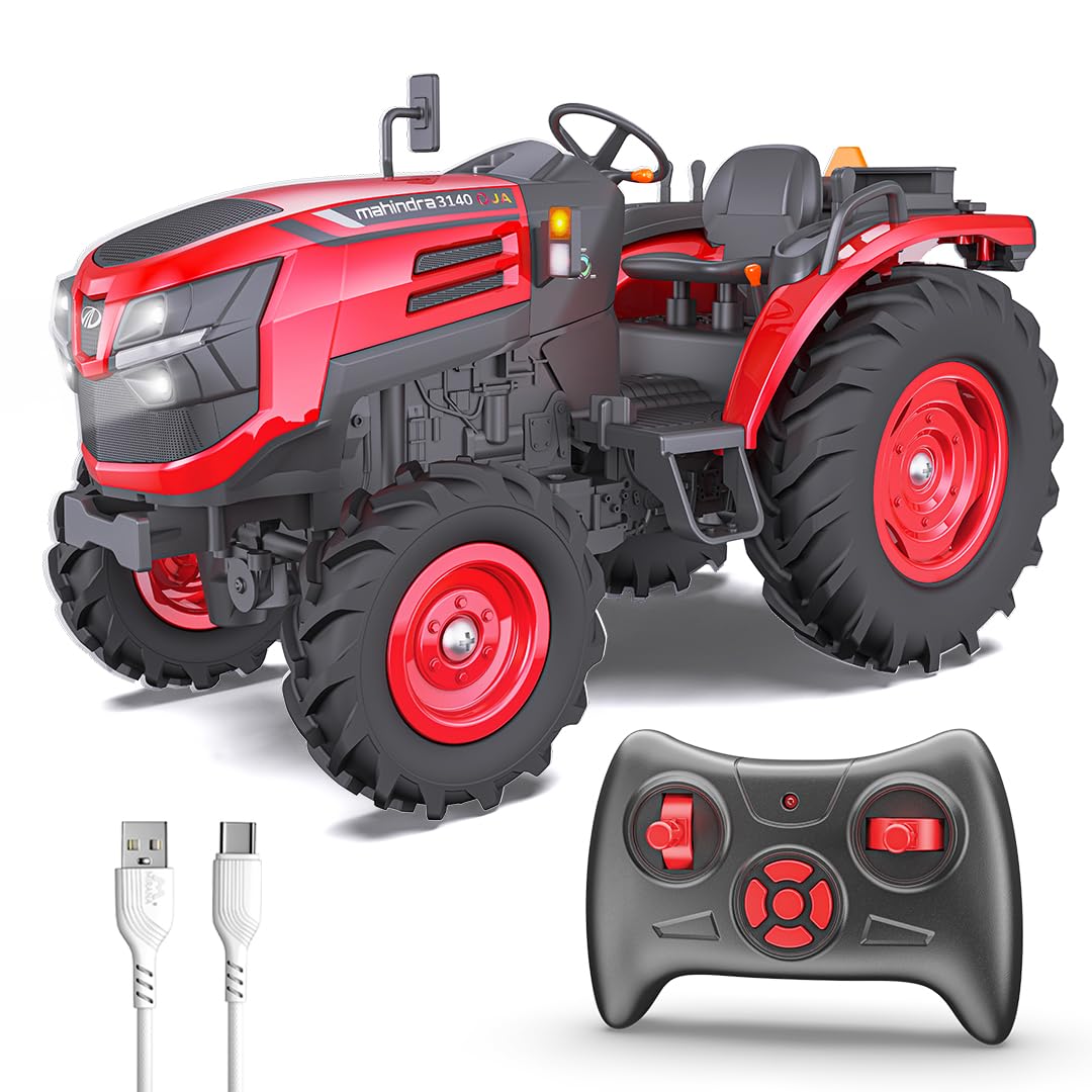 Mahindra OJA RC Tractor Toy for Kids in Red – Remote Control Rechargeable