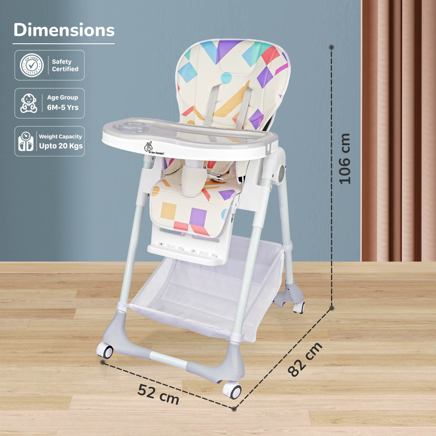 Top angle of Marshmallow High Chair showing tray and seat area