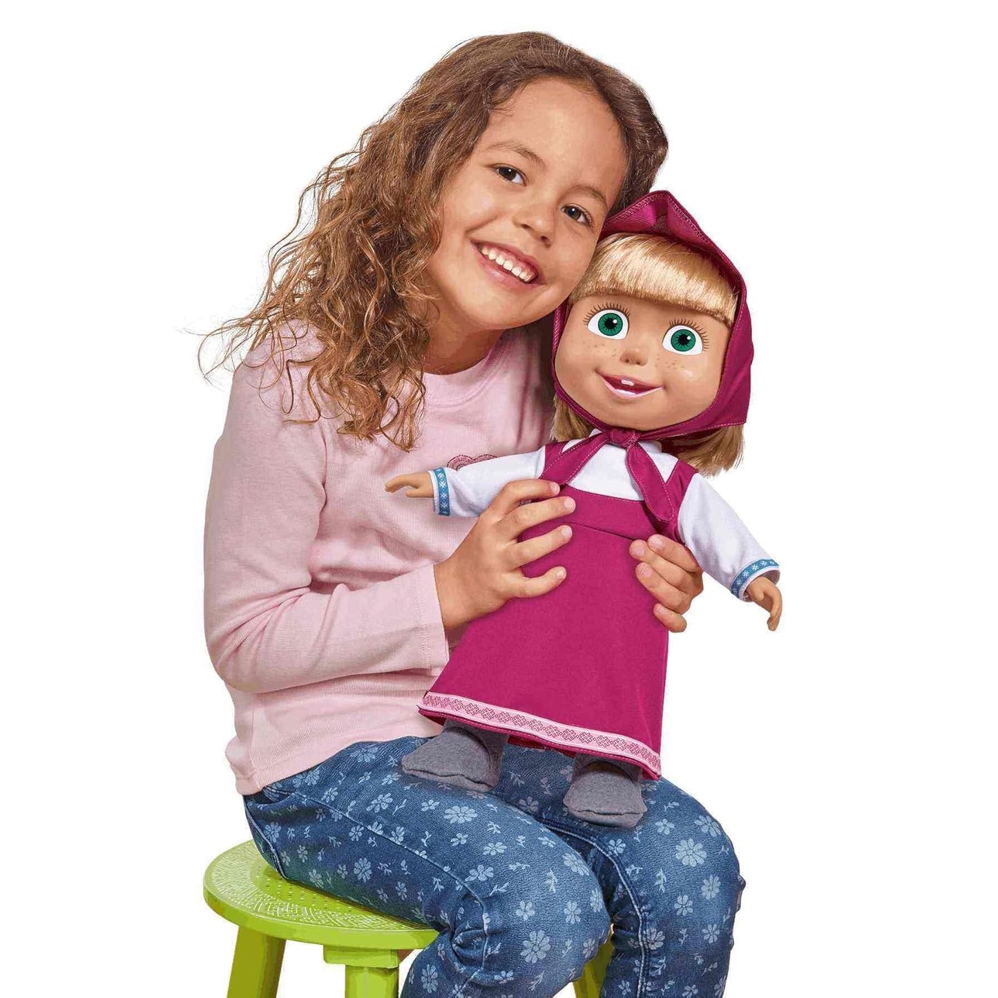 Masha and The Bear doll in pink classic outfit
