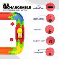 MIRANA train set toy with colorful interlocking track pieces and rechargeable train.