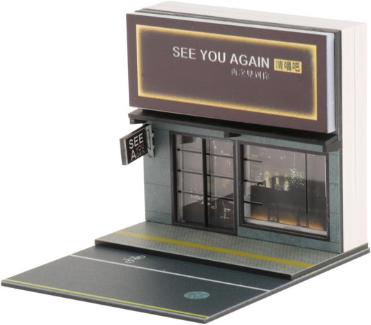 Modern café building diorama for diecast car display setups