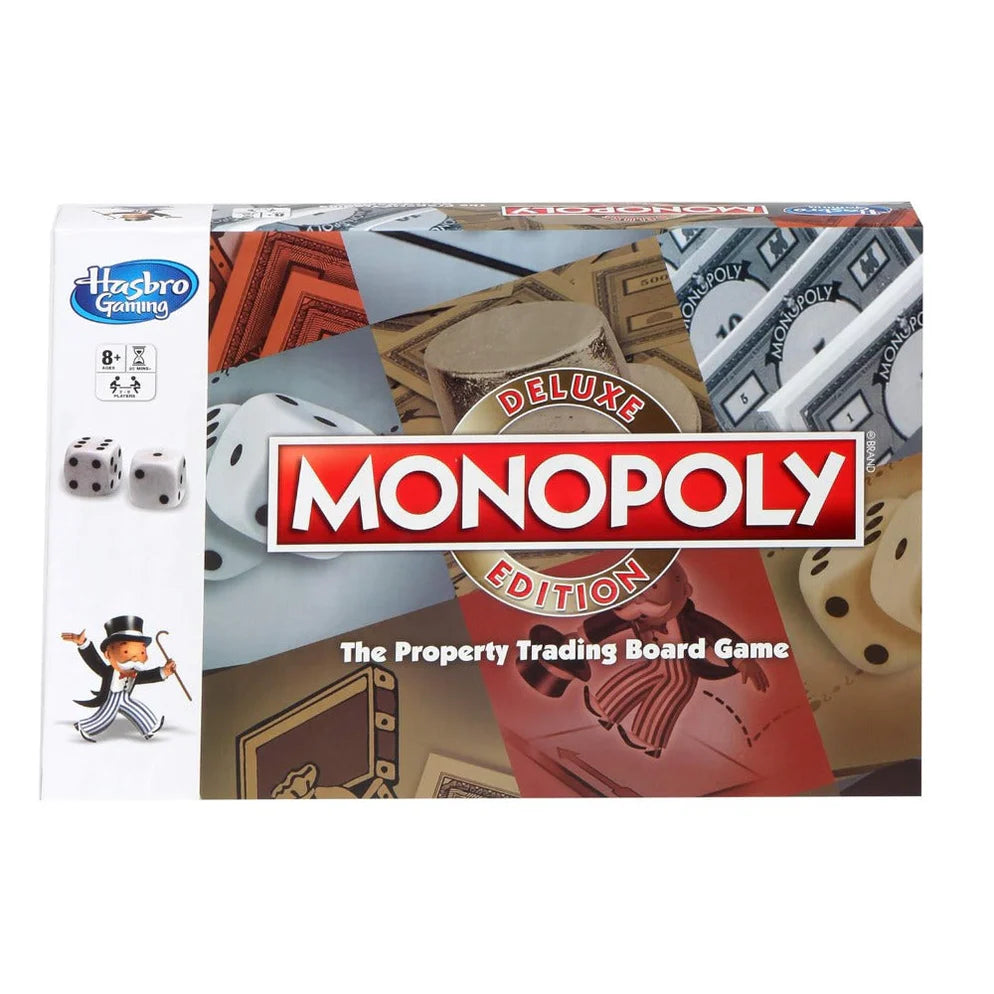 Monopoly Deluxe Edition board game premium packaging by Hasbro.