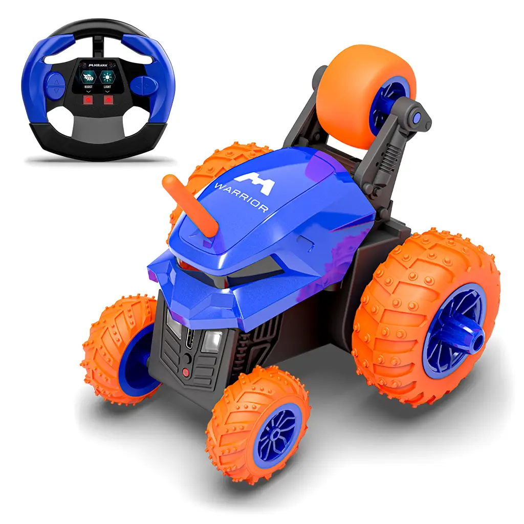 Warrior Remote Control Stunt Car in blue and orange color.