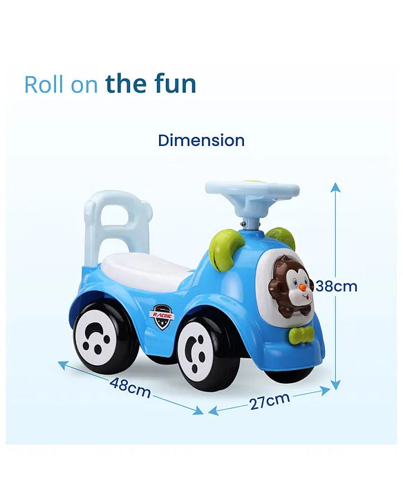 Musical push ride car for 1 to 3-year-old children.