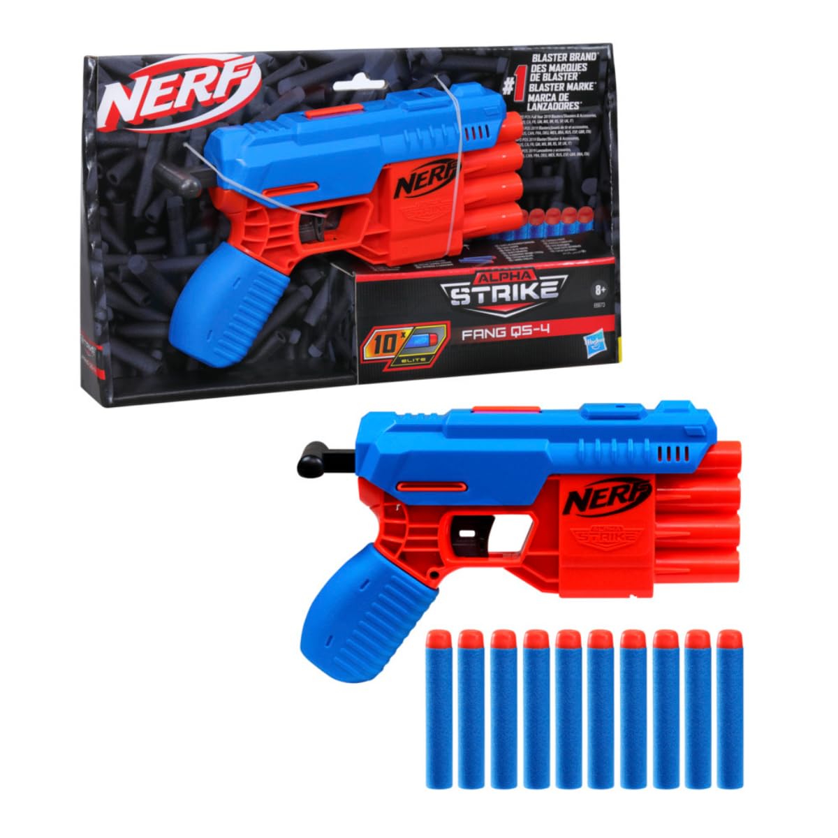 NERF Alpha Strike Fang QS-4 Toy Blaster with 10 foam darts