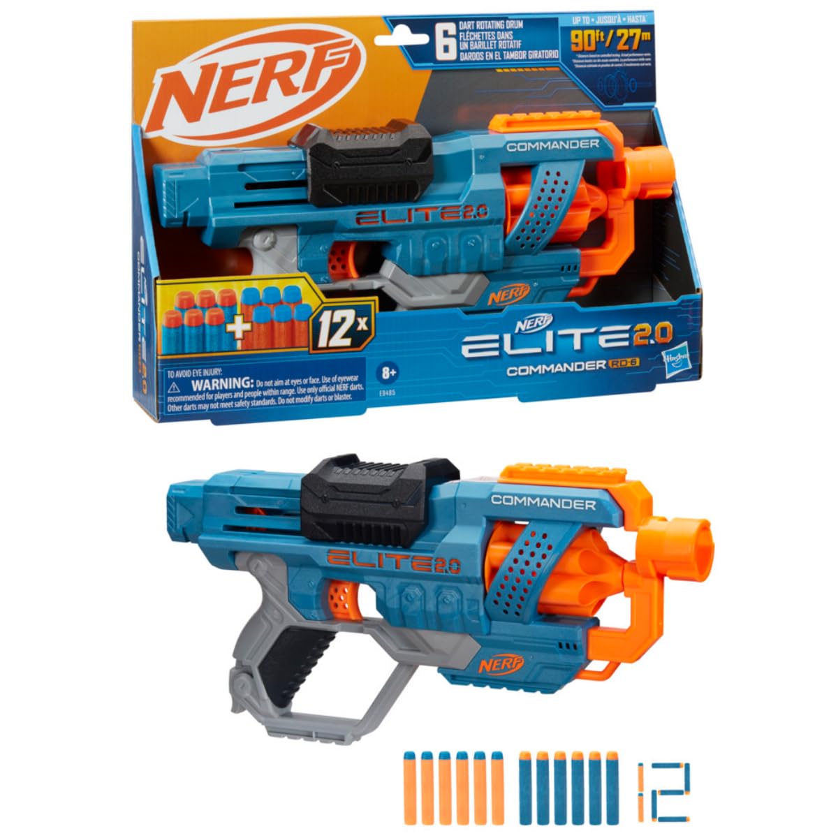 NERF Elite 2.0 Commander RD-6 Blaster with rotating 6-dart drum