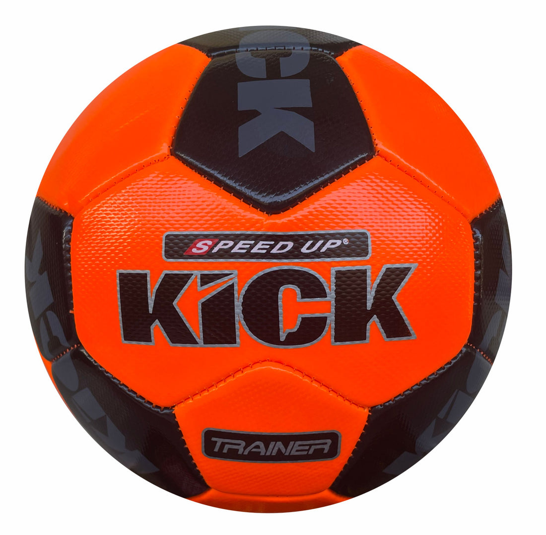 Orange and black Speed Up football with accessories