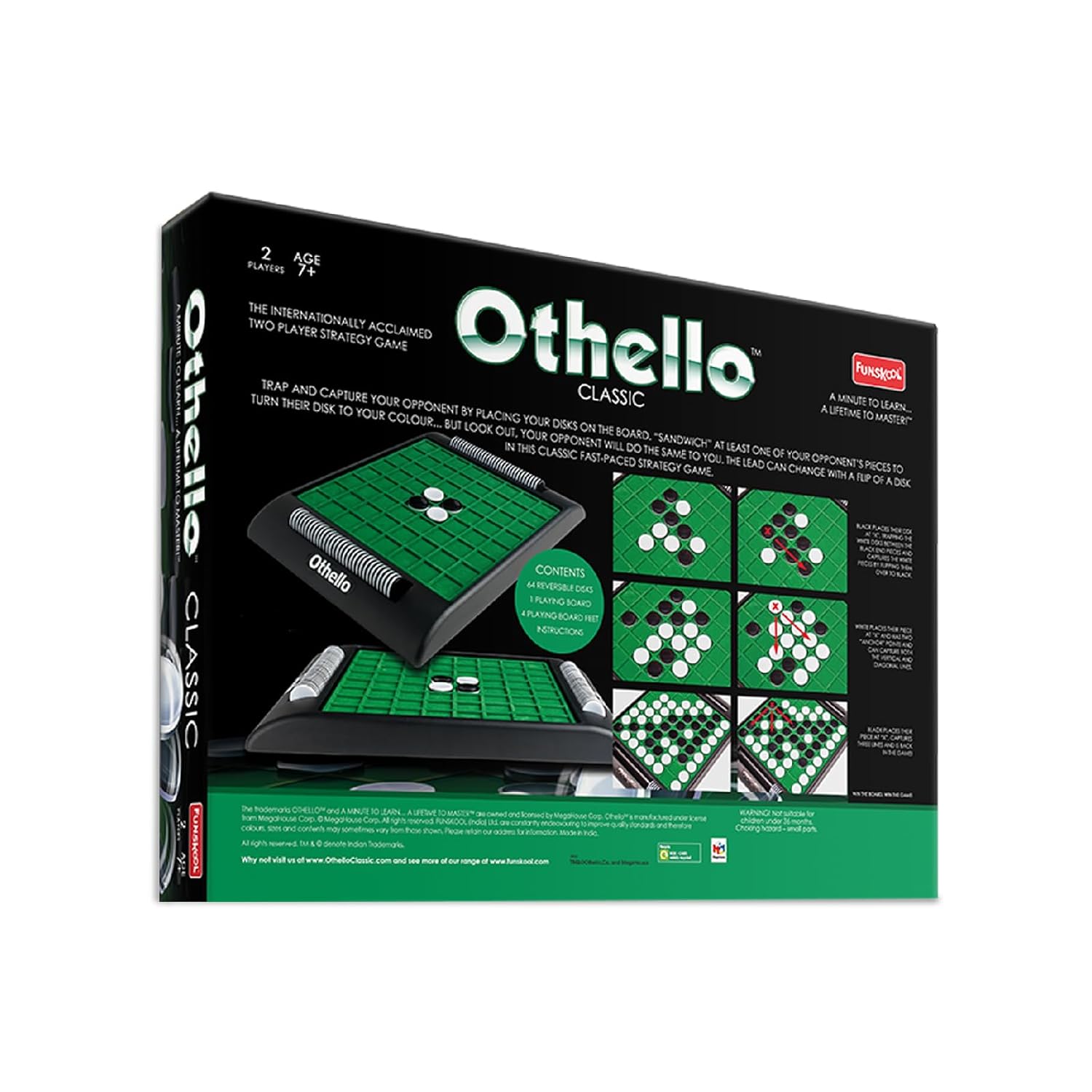 Compact foldable Othello board design for travel.