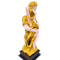 Right side angle of golden couple statue – detailed resin craftsmanship for bedroom or living room décor.