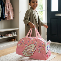 Unicorn travel bag iridescent wing rainbow print pink for girls