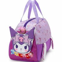 Unicorn kids duffle bag pink 3D face holographic wing front view girls