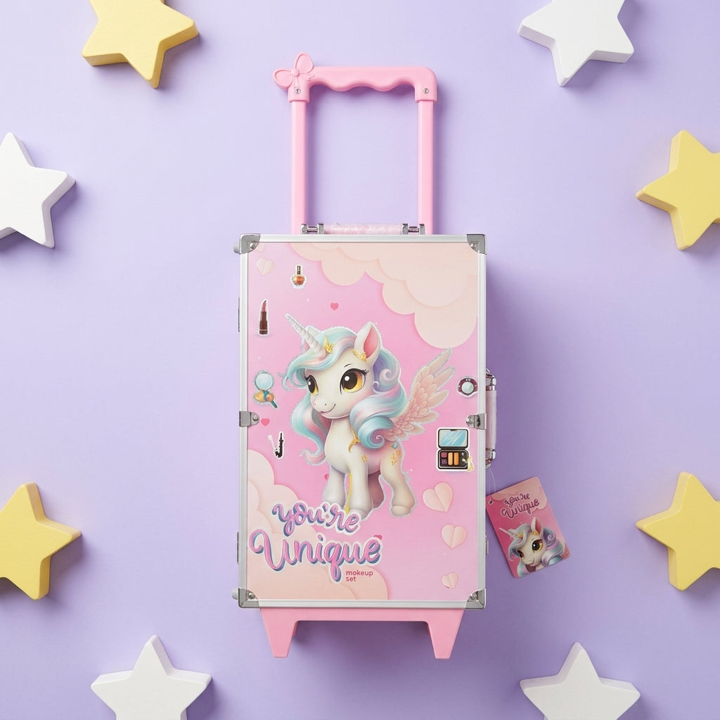 Kids' Unicorn Makeup Luggage Set — Deluxe Trolley Beauty Case