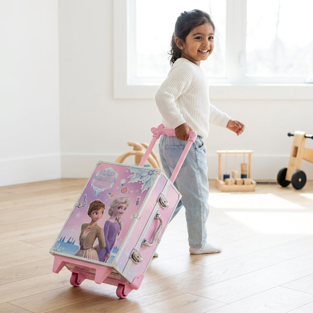 Kids' Winter Princess Makeup Luggage Set — Deluxe Trolley Beauty Case