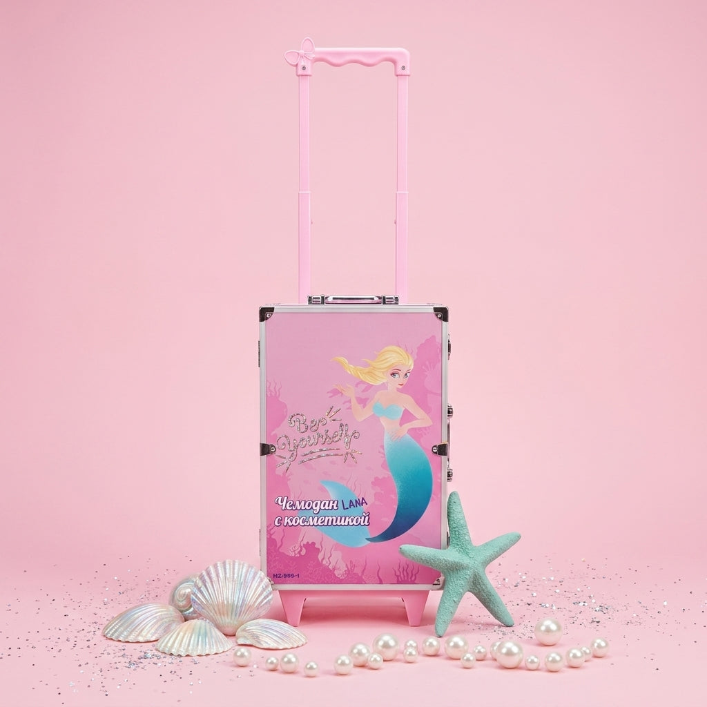 Kids' Mermaid Makeup Luggage Set — Deluxe Trolley Beauty Case
