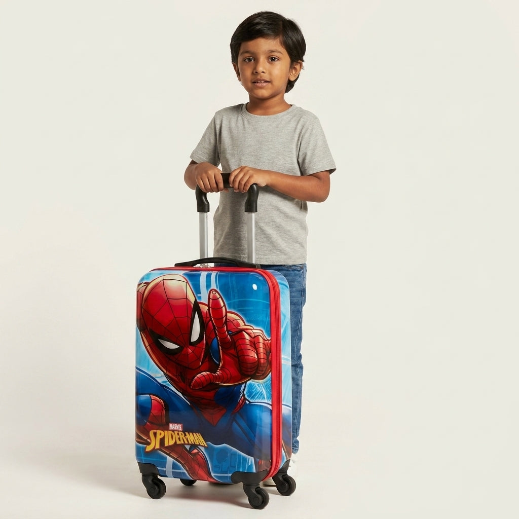 Spiderman Kids Trolley Bag – ABS Hard Shell, Waterproof, 4-Wheel Spinner Luggage
