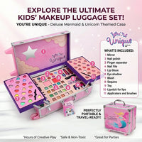 Kids' Unicorn Makeup Luggage Set — Deluxe Trolley Beauty Case
