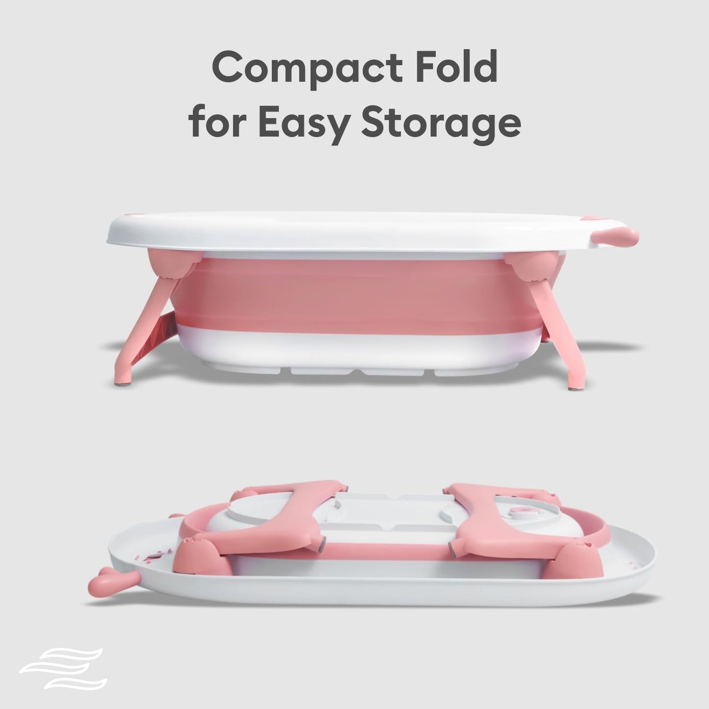 Portable baby bathtub for infants and toddlers, pink foldable design