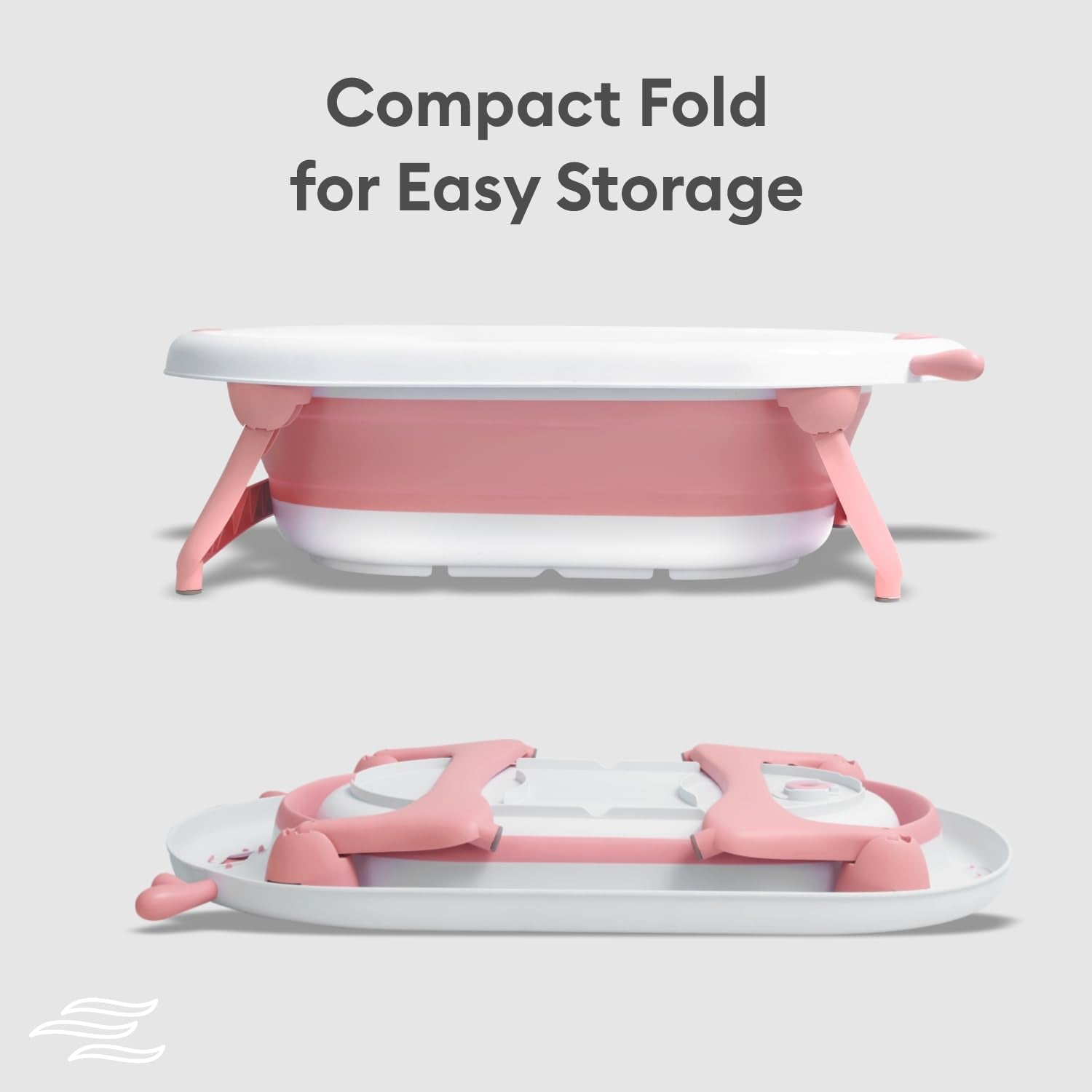 Portable baby bathtub for infants and toddlers, pink foldable design