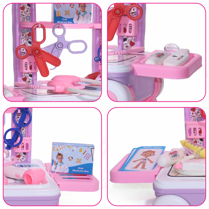 Portable Doctor Trolley Toy for Kids with Stethoscope and Tools