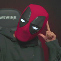 Deadpool red latex face mask with black eye patches for cosplay and costume parties