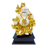 Golden Laughing Buddha resin statue 21.08 cm for wealth, happiness, and home decor