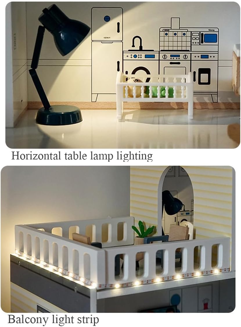 “Wooden dollhouse outdoor pool with loungers, umbrella, and driveway – pretend play toy for kids”