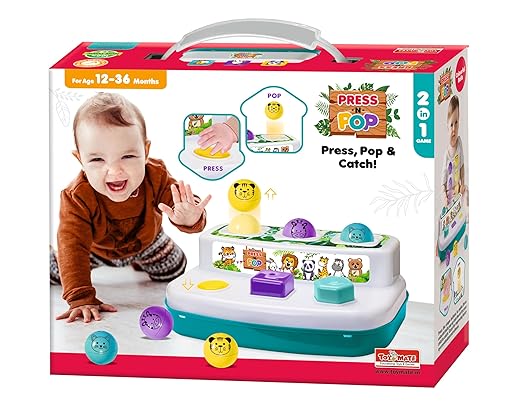 Press and pop cause effect toddler learning toy 12 jungle animal cards baby educational game
