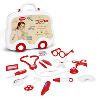 Kids doctor play set with stethoscope, syringe, scissors, and thermometer