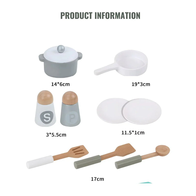 Pretend play wooden kitchen toy set for children with stove and sink