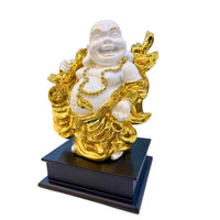 Handcrafted Laughing Buddha Idol in Gold Finish Resin – Smiling Buddha Statue for Home and Office Prosperity Décor