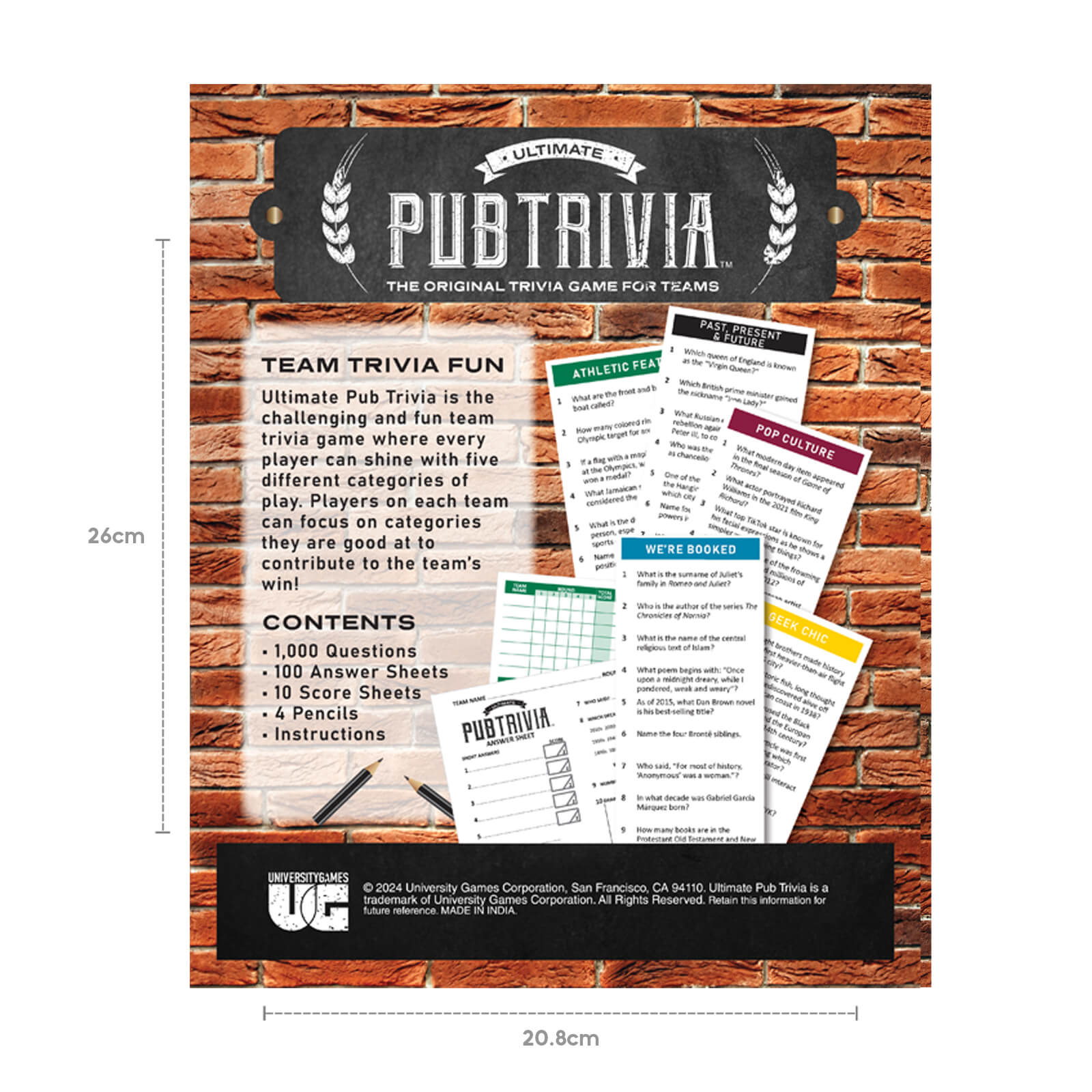 Pub trivia board game for teams – family and friends quiz night