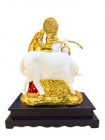 Radha Krishna Idol with Cow & Flute | 13 Inch Resin Decorative Statue for Home Temple, Puja & Gifting