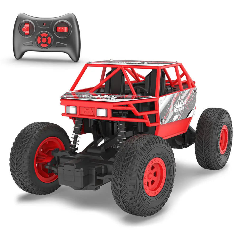 Rechargeable RC monster truck toy car for kids with USB cable.
