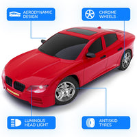 Red RC racing car toy with remote and smartphone app control