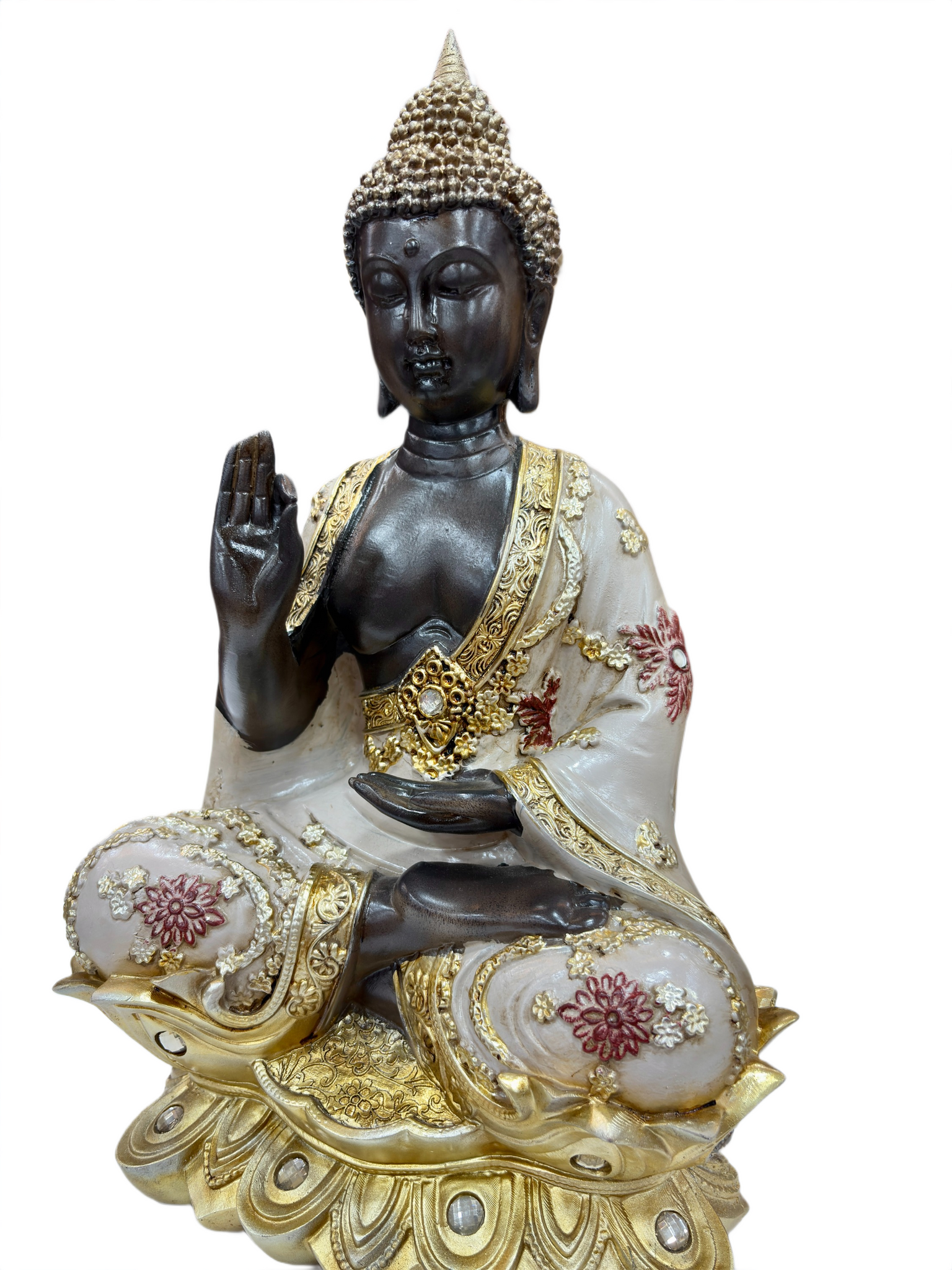 Gautam Buddha Statue for Home Decor – 15.5 Inch Handcrafted Resin Idol with Golden Detailing for Peace & Prosperity