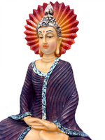 Gautam Buddha Statue for Home Decor – 16 Inch Handcrafted Resin Idol with Red Sun Halo for Peace & Positive Energy