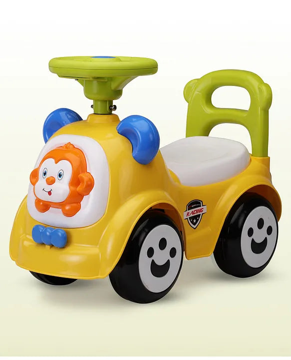 Ride-On Push Car for Kids with Music & Horn – Yellow