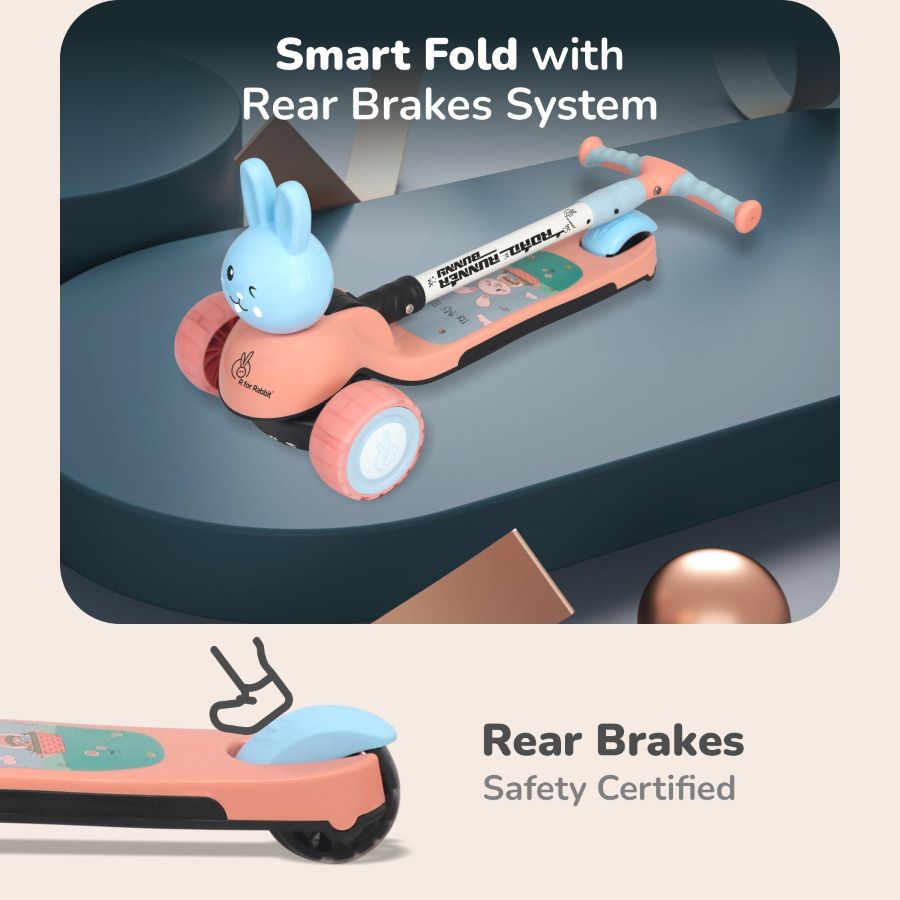 Road Runner Bunny kids scooter with anti-slip deck and rear brake