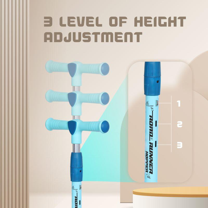 Deck and handlebar detail of Road Runner Hopper Kids Scooter with non-slip wide deck and secure grip