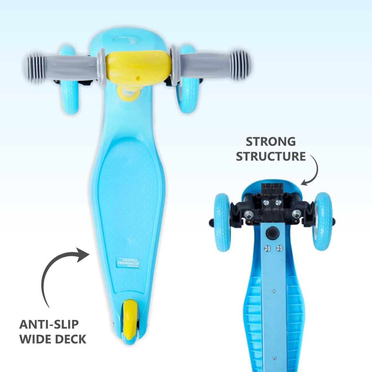 Road Runner Junior Scooter with anti-slip deck for toddlers, perfect for indoor and outdoor play and balance development