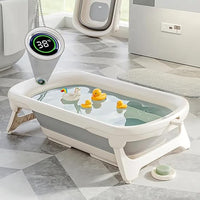 Safe foldable baby bath tub with anti-slip support for infants