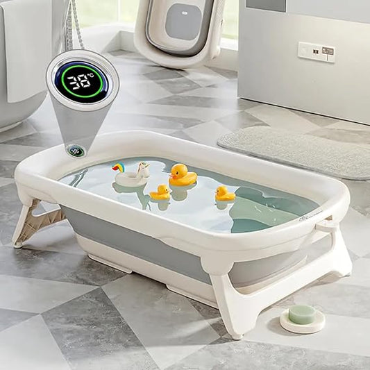 Safe foldable baby bath tub with anti-slip support for infants