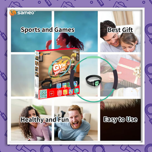 Screenshot of the on-screen adventure game for the Sameo Gym Master, showing a character running through a vibrant world