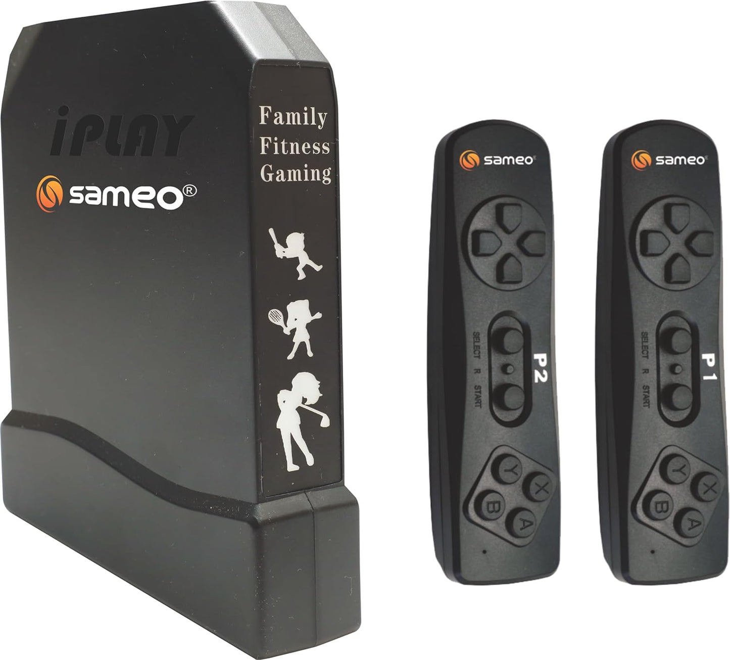 Sameo i Play 32-Bit Motion TV Game Console with two wireless controllers displayed in front of its retail box