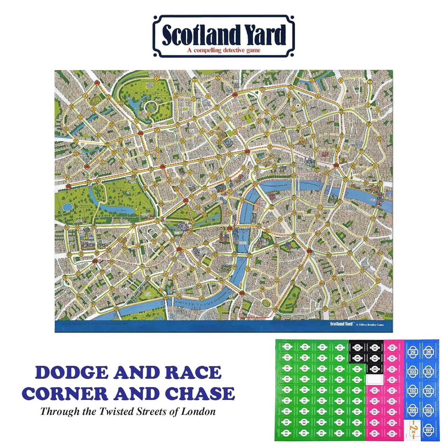 Funskool Scotland Yard game board with player tokens