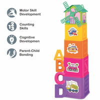 See-through ABC stacking blocks with numbers animals vehicles toddler educational learning toy